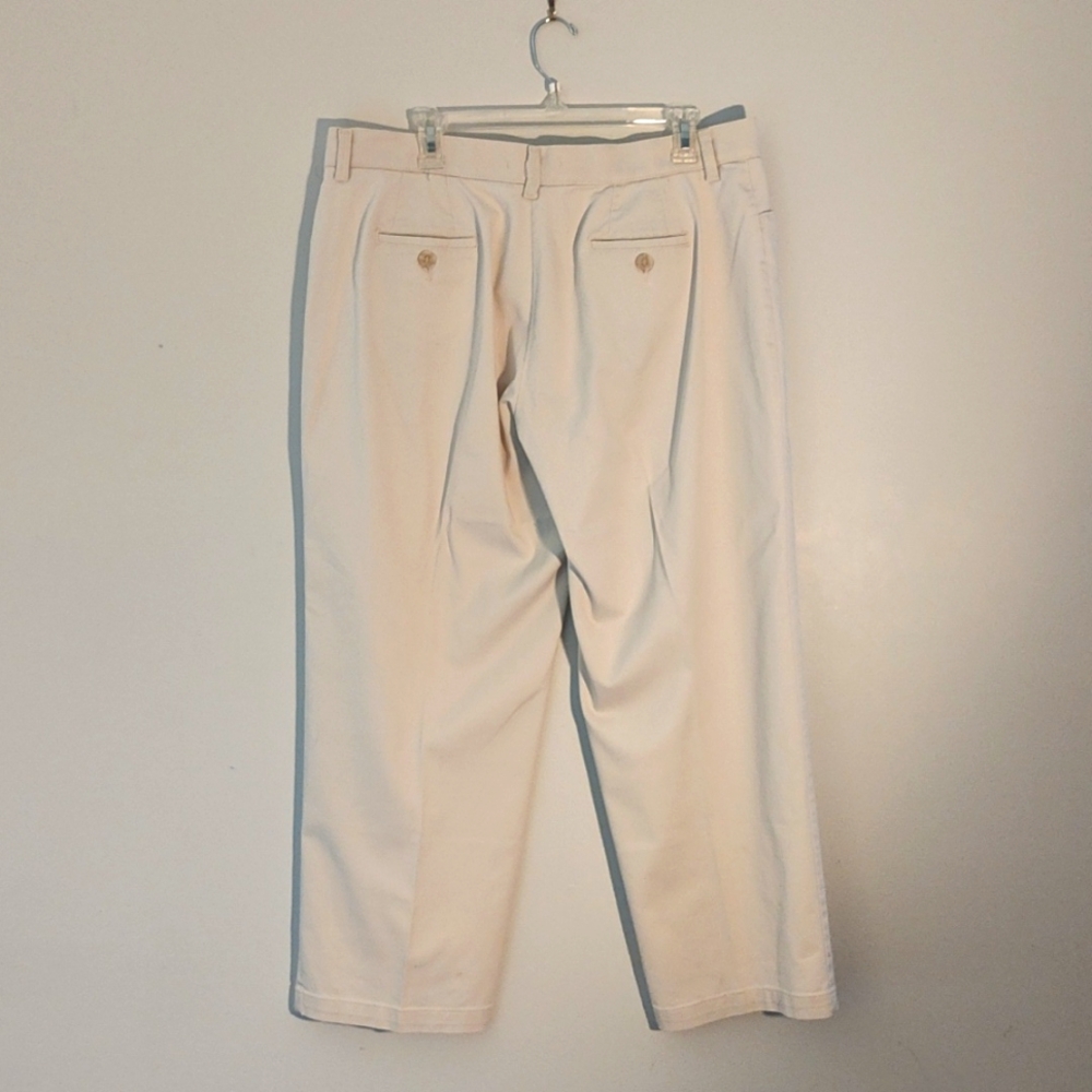 Lee Khaki Crop Pants Size 16 P Straight Leg Flat Front Casual Office Classic - Picture 2 of 13
